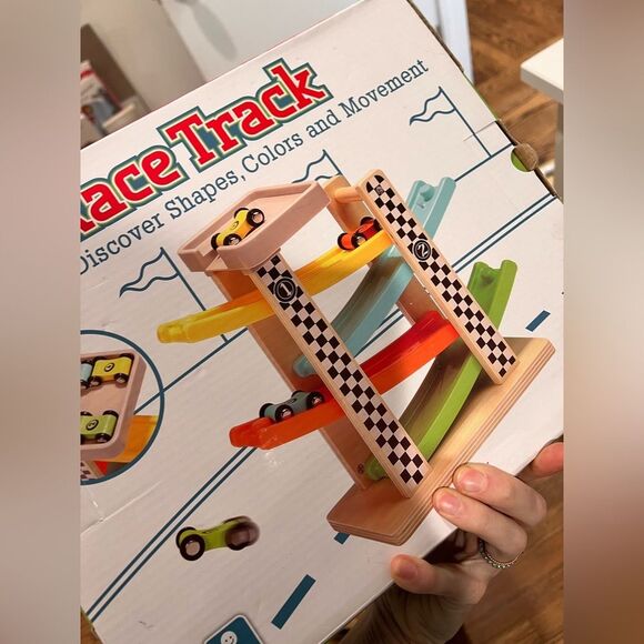 Race track wooden car toy toddler baby toys ramp racer mini cars boy gift NWT - Picture 5 of 7
